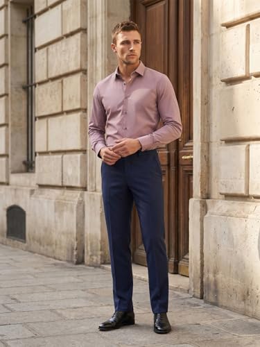 Image of Louis Philippe Men's Slim Fit Bamboo Blend Sustainable Stretch Young Formal Shirt