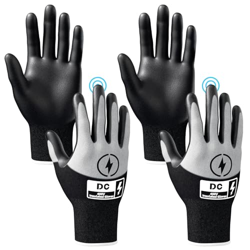 SAVECASH 2 Pair Insulated Electrician Gloves, 400V High Voltage Electrical Gloves, Touch Screen Electrical Tools for Men, Non-slip Flame Retardant Work Gloves
