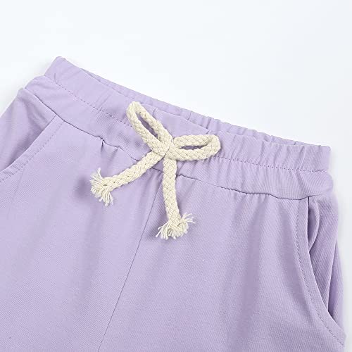 Image of KISBINI Toddler Kids Plain Short Sleeve T-Shirt and Shorts Set Unisex Cotton Summer Outfit Clothes for Little Boys or Girls