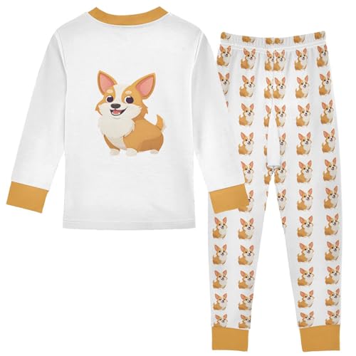 Cartoon Pajamas Set Dog Yellow Long Sleeve PJs Cotton Jammies Sleepwear Top and Pants2
