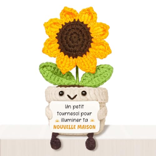 Giftasy Cadeau Cremaillere Maison, Idée Cadeau Crémaillère -Tournesol au Crochet Soutien...