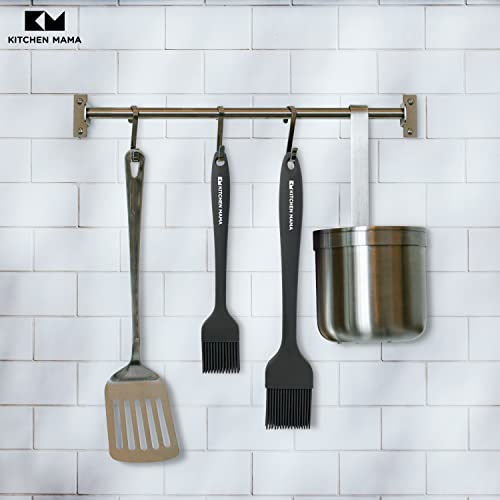 Kitchen Mama Silicone Basting Pastry Brush: Set Of 2 Heat Resistant Basting Brushes For Baking, Grilling, Cooking And Spreading Oil, Butter, Bbq Sauce, Or Marinade. Dishwasher Safe(Metal Grey) #TOP5