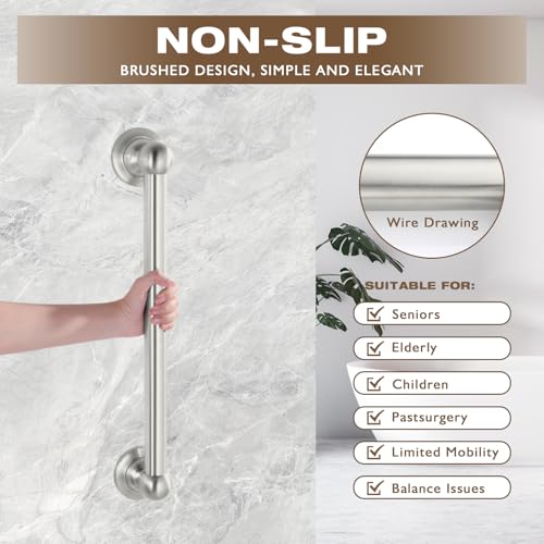 Barre d'appui antidérapante salle de bain inox brossé 30cm