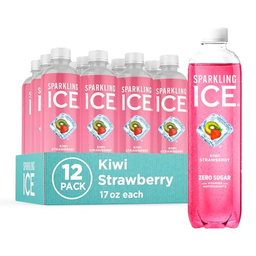 Sparkling Ice, Kiwi Strawberry Sparkling Water, Zero Sugar Flavored Water, with Antioxidants and Vitamins, Zero Sugar, 17 fl oz Bottles (Pack of 12)