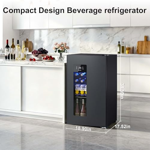 Image of Antarctic Star Beverage Refrigerator Auto Defrost Mini Fridge, 130 Can with Glass Door &Adjustable Shelves, 21-50F Temp Control,Beverage Cooler for Soda, Beer, Wine, Home Bar, Office, 3.2 Cu.Ft