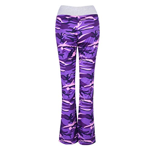 Fashion Womens Camouflage Printing Stretch Drawstring Wide Leg Comfy Long Pants for Work Business (Purple, XXXXXL)3