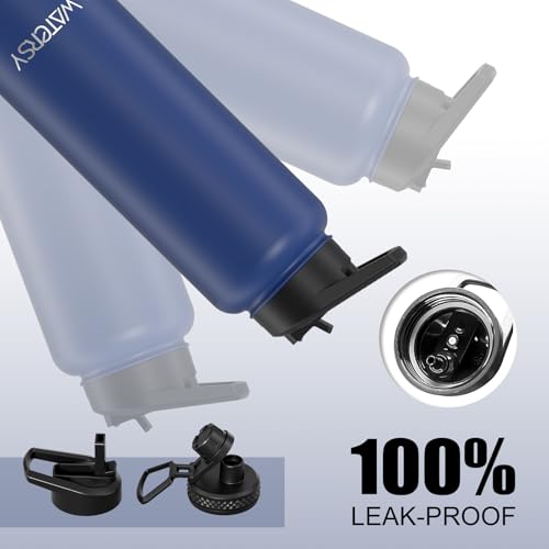 Image of 40oz Insulated Water Bottle (Cold for 48 Hrs),BPA Free&Leak Proof,Stainless Steel Water Flask,Water Jug with Straw Spout Lids for Gym,Hiking,Travel,Deep Blue