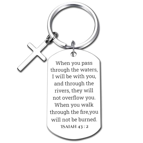 Porte-clés verset de la Bible en métal GiftYou, pendentif croix chrétienne