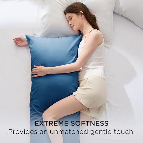 Bedsure Body Pillow Cover - Teal Long Cooling Pillow Cases, 100% Rayon Derived from Bamboo, Cool Body Pillowcase with Envelope Closure for Women, Men, 1 Pack, 20x54 Inches