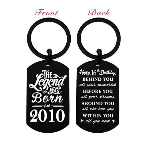 Image of Yobent Sweet 16 Birthday Gifts for Boys Girls, 16th Birthday Decorations for Men Women, 16 Years Old Bday Keychain, Born In 2010 Bday Present