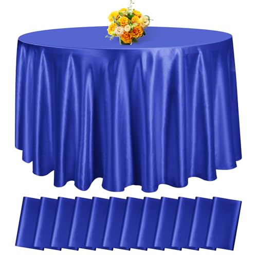 fani Royal Blue Satin Tablecloth,12 Pack 120 Inch,Round Table Cloth Silk