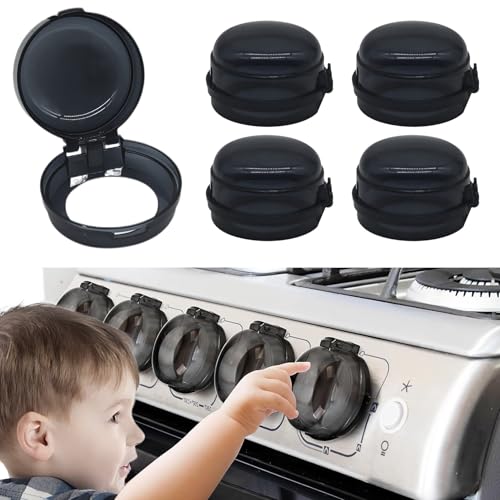 5 Pack Upgraded Stove Knob Covers for Child Safety - Stove Knob Safety Covers, Removable Adhesive Oven Front Electric Stove Lock Guard Kit for Home Kitchen Kids Pets Childproof