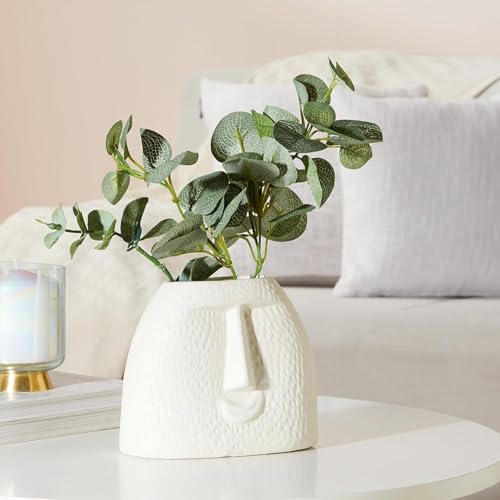 Image of Decorative Glass Vase for Flower Plants | Clear Glass vases for Home Decor | Glass vase for Living Room (face vase)