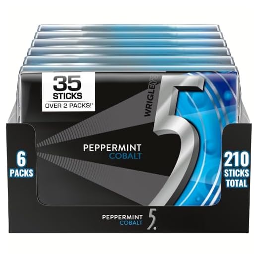 5 GUM Sugar Free Chewing Gum, Peppermint Cobalt, 35-stick pack (6 packs)
