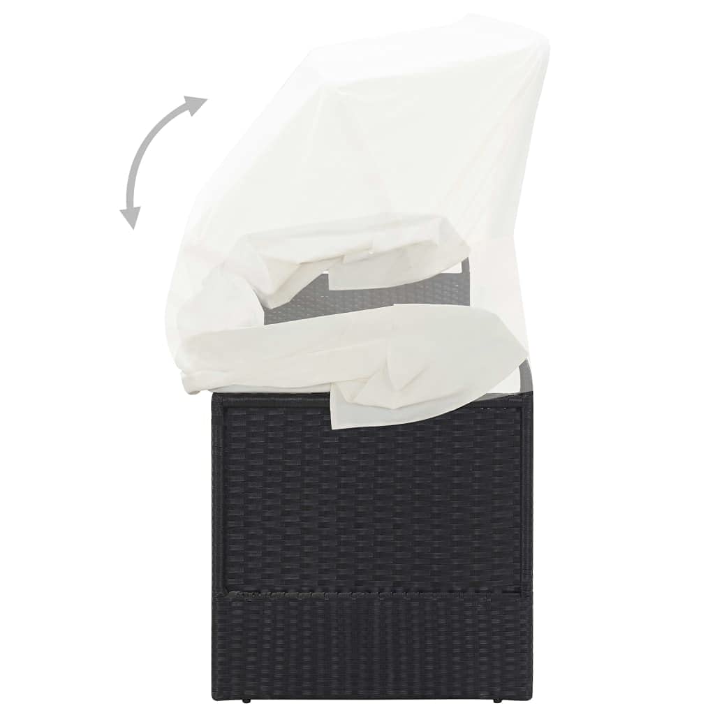 vidaXL Divano da Giardino con Tettoia Divanetto da Esterni Salottino per Patio Mobili da Giardino Arredamento da Esterni in Polyrattan Nero