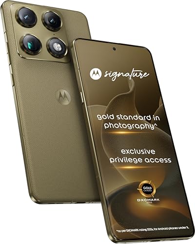 Image of Motorola Signature (Martini Olive, 16GB RAM +512GB Storage) | 17.27 cm (6.8 inch) Super HD Display | 50MP + 50MP + 50MP | 50MP Front Camera | 5200 mAh Battery | Snapdragon 8 Gen 5 Processor