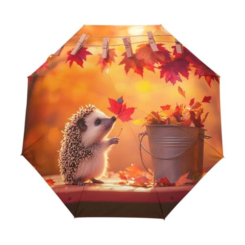 Parapluie compact automatique GAIREG motif feuilles d'automne pour femme