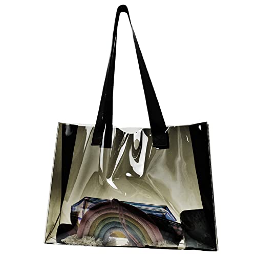 Sac de plage transparent grand, PVC Sac à main pour femmes imperméables Sac à épaule transparent sac transparent transparent sac culturel transparent emballé avec une poignée stable pour la plage Cover