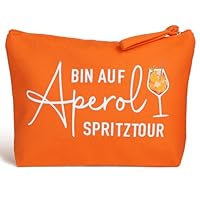 MEJOSER Aperol Geschenk Kosmetiktasche Kulturtasche Federmäppchen Lustig Geschenke zum Geburtstag Weihnachten JGA für Damen Herren Make Up Tasche Reise Schminktasche (Orange)