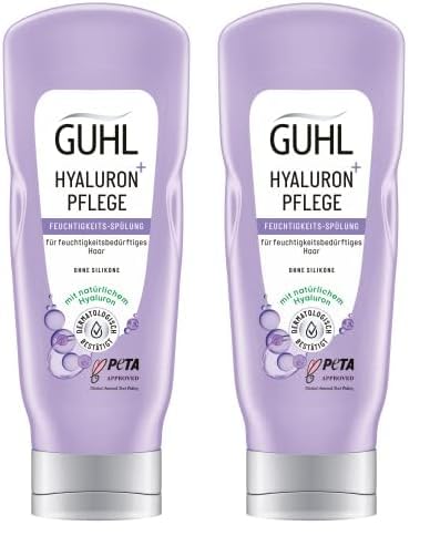 Guhl Hyaluron+ Pflege Feuchtigkeits-Spülung - Inhalt: 200 ml - Haartyp: feuchtigkeitsbedürftig - Mit natürlichem Hyaluron - Ohne Silikone (Packung mit 2)