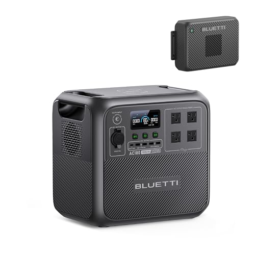 Image of BLUETTI AC180 Portable Power Station & Charger 2 (Ships Separately), 1152Wh LFP Backup, 1200W Alternator Charger for Solar Generator, 2.4 H Full Charge via Car, Ideal for Road Trips, Off-grid Use