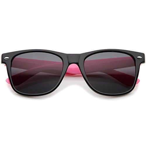 zeroUV Classic Retro Two-Toned Neon Color Temple Horn Rimmed Sunglasses 54mm