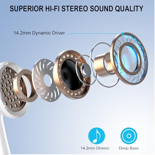 Image of Wireless Earbuds, Bluetooth 5.4 Headphones, 48H, Stereo Ear Buds, LED Display Earphones with Mic, IP7 Waterproof In EarBud, Comfort Fit, Bluetooth Earbuds for Phone Android iOS, Sport, Walk, White