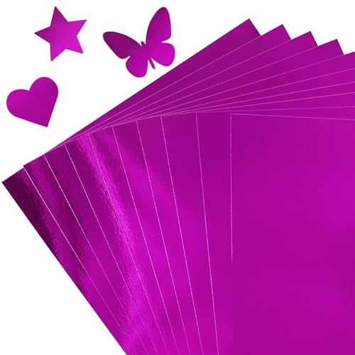 30 Sheets Metallic Purple Cardstock Paper - A4 Size (250gsm), Mirror Finish Gold Foil Board for Crafting, Invitations, and Decorations - Die Cut and Plotter Compatible
