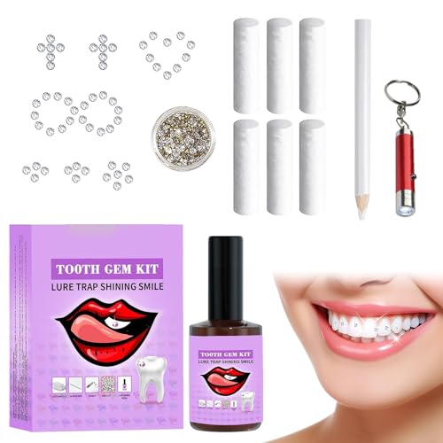 KIKAWORD Tooth Gems Kit Tooth Gems DIY Teeth Gems Set Stylish and Detachable Robust and Reliable Diamond Crystal Gemstones Create a Dazzling Smile