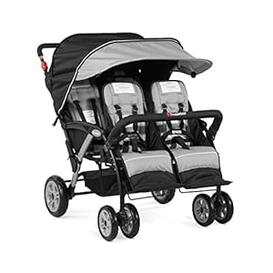 Foundations Sport Quad Stroller with UV Protecting Stroller Canopy, 5 Point Harness for Added Safety, Foot Brake, All…