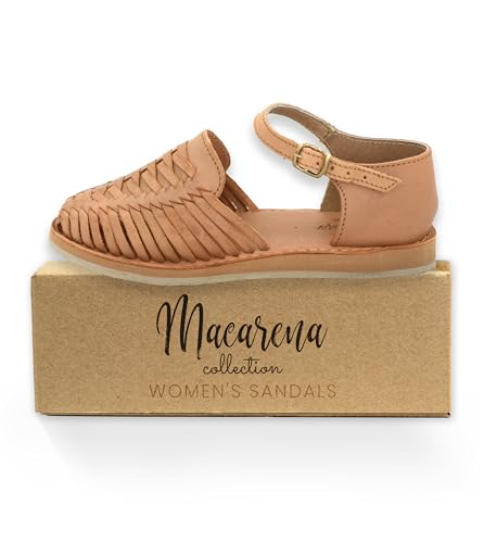 Macarena Collection Womens Shoes Leather Sandals Ankle for Women | Huarache Handmade Mexican Sandals Women | Comfortable & Stylish Womens Sandals 3050 Ankle Strap2