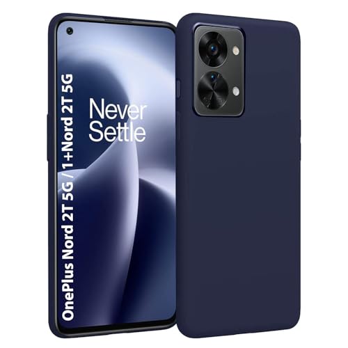Image of LIRAMARK Liquid Silicone Soft Back Cover Case for OnePlus Nord 2T 5G / 1+Nord 2T 5G (Midnight Blue)