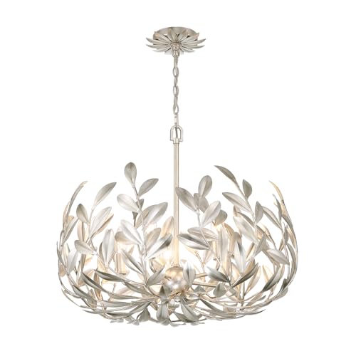 Crystorama Broche 5 Light Antique Silver Chandelier