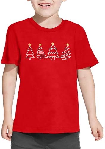Image of Christmas Tree Shirt for Toddler Boys Girls Merry Christmas T-Shirts Short Sleeve Holiday Tee Xmas Gift Tops