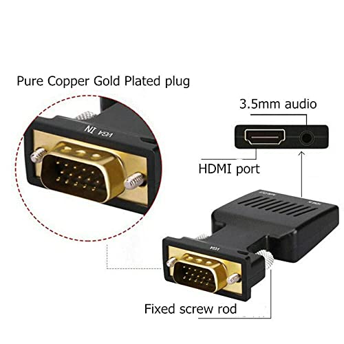 VOOCME VGA to HDMI Adapter Converter with Audio,(PC VGA Source Output to TV/Monitor with HDMI Connector), Active Male VGA in Female HDMI 1080p... - Image 7