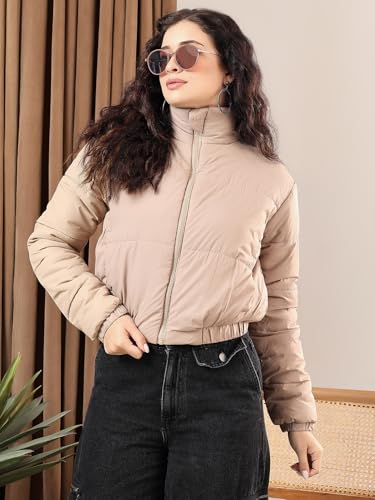 Image of KOTTY Women Nylon Full Sleeve Solid Standard Length Puffer Jacket