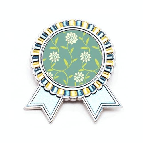 Broche florale verte et blanche métal taille M motif fleur pour customiser veste et manteau