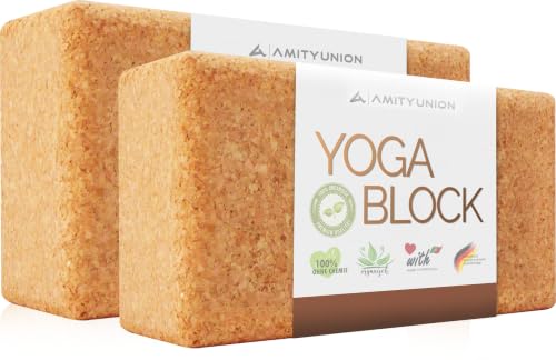 Yoga Block 2er Set Kork - EXTRA Yoga HEFT im Set - 100% Natur Hatha Klotz