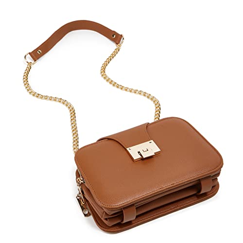 Forestfish Ladies Black Pu Leather Shoulder Bag Evening Clutch Purse Crossbody Bag With Metal Chain Strap, Khaki #TOP1