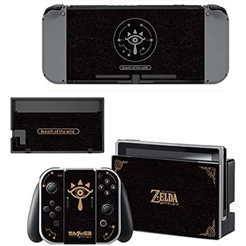 Zelda Nintendo Switch Skin / Decal / Vinyl / Sticker - Black and Gold Breath Of The Wild Design Cover