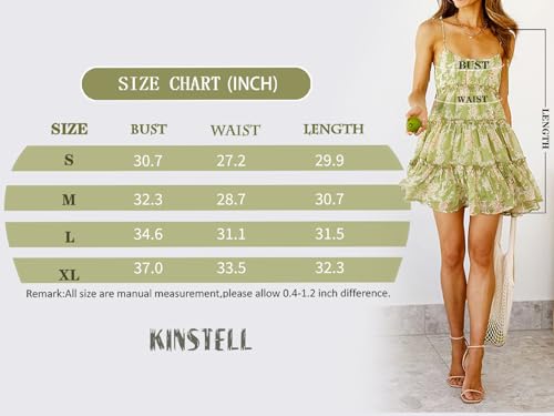 Image of kinstell Women's Boho Spaghetti Strap Ruffle Square Neck Bowknot Backless Sleeveless Elegant Flowy Mini Short Skater Dresses