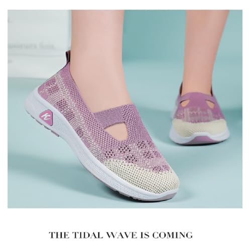 2025 Chaussures de marche orthopédiques pour femme, baskets en maille respirante, chaussures d'entraînement antidérapantes avec soutien, violet, 40 EU – vue 3
