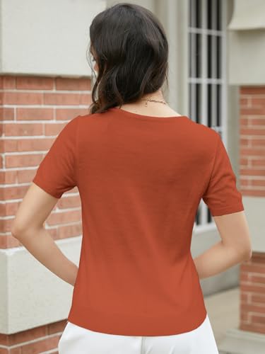 Image of DAIMIDY Women's Short Sleeve Sweater V Neck Summer Knit Tops | Business Casual Tops| Soft,Lightweight,Breathable and Comfortable| Perfect for Shopping,Date,Vacation,Daily Wear Etc.