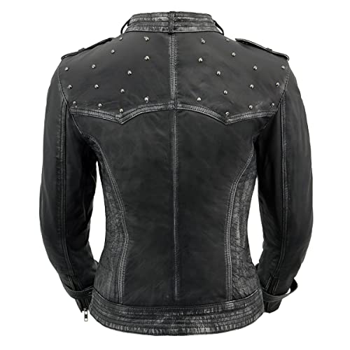 Milwaukee Leather SFL2840 Women's Maiden Black Premium Sheepskin Motorcycle Fashion Leather Jacket with Studs - Large2