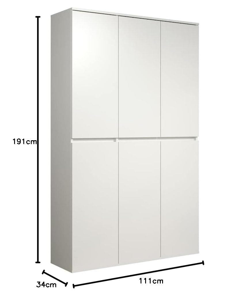 trendteam smart living - Nevada - Mehrzweckschrank - Weiß - Schrank mit 6 Türen, 12 Einlegeböden und 1 Kleiderstange - (BxHxT) 111 x 191 x 34 cm - grifflose Türen
