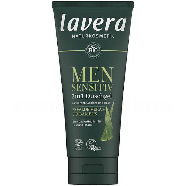 lavera Men sensitiv żel pod prysznic 3 w 1, orzeźwiający i orzeźwiający, do skóry wrażliwej, ekologiczny bambus i bio aloes, wegański, naturalny kosmetyk, 200 ml