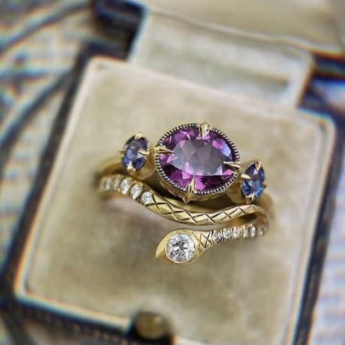 Anillos de Amatista Vintage para Mujer Anillo de joyería de Color S925 Fiesta de Compromiso de Boda Regalo de joyería Fina con Piedras Preciosas  11
