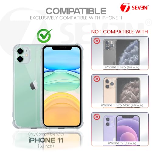 Image of 7SEVEN Compatible with iPhone 11 Transparent Back Cover Soft TPU Silicone Case Shockproof Flexible Bumper Raised Camera Edges Protection Slim and Lightweight Crystal Clear Protective Phone Case