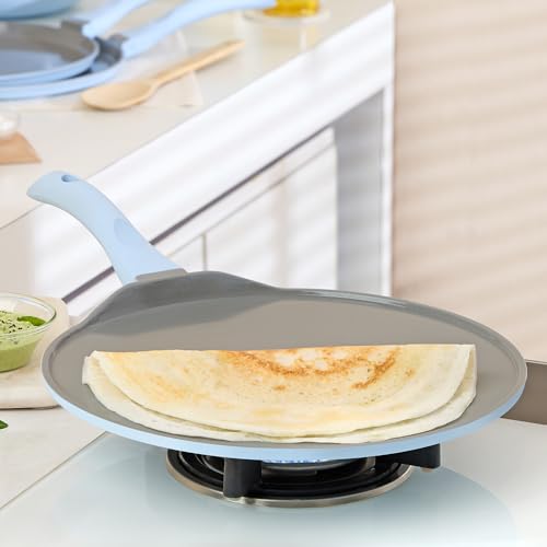 Image of Borosil Ceramic Vajra Tawa | Gas Stove & Induction Compatible, Dishwasher Safe | PFOA and PFAS Free Tava | 1 Year Warranty, Sky Blue (Dosa Tawa 31cm)