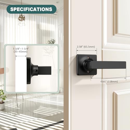 Image of GOBEKOR 1 Pack Black Lever Door Handle Dummy Square Door Levers Dummy Closet Door Handles for Pantry Straight Lever Non-Turning Lock